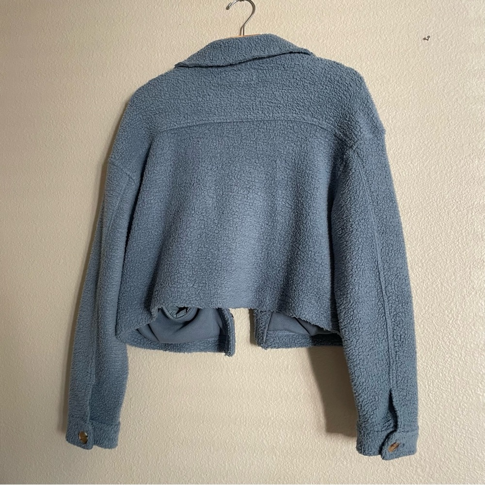 BlankNYC Fleece Cropped Trucker Jacket Blue Size Small - Picture 6 of 6
